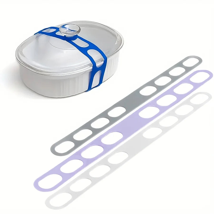 2PC Silicone lid strap, reusable universal lid fastener, suitable for slow cookers, clay pots, and frying pans