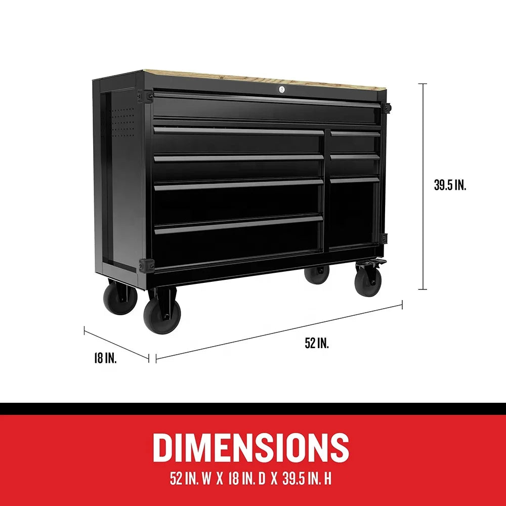 52" Wide 8-Drawer Garage Metal Roller Tool Cabinet,heavy Duty Tool Storage Drawer Cabinet With Wheels