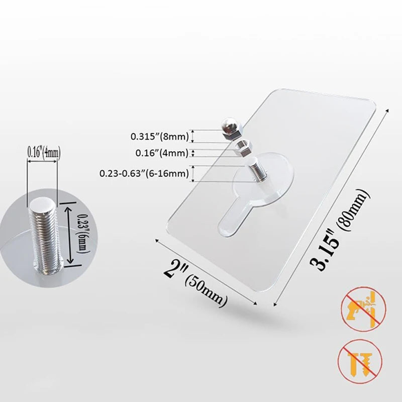 Nail Free Wall Hook Screw Adhesive Non-Trace Hook No Drilling for Bathroom Shower Kitchen Installation Hanging
