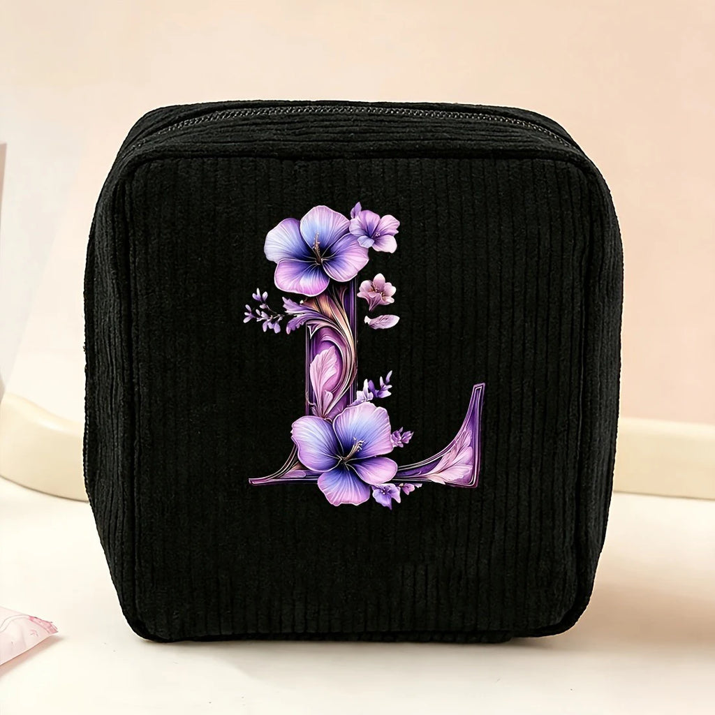 New Fashionable Purple Letter-Patterned Sanitary Napkin Storage Bag, Multifunctional Portable Travel and Daily Storage Bag, Ideal Gift Choice for Girls