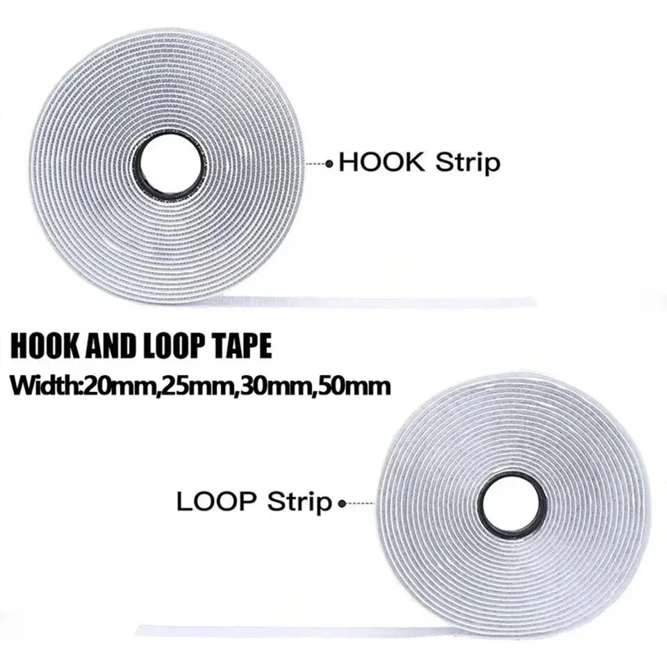 1-10M Strong Self Adhesive Hook and Loop Tape Heavy Duty Sticky Back Nylon Velcros Fastener Strip for Car, Home Office DIY Craft