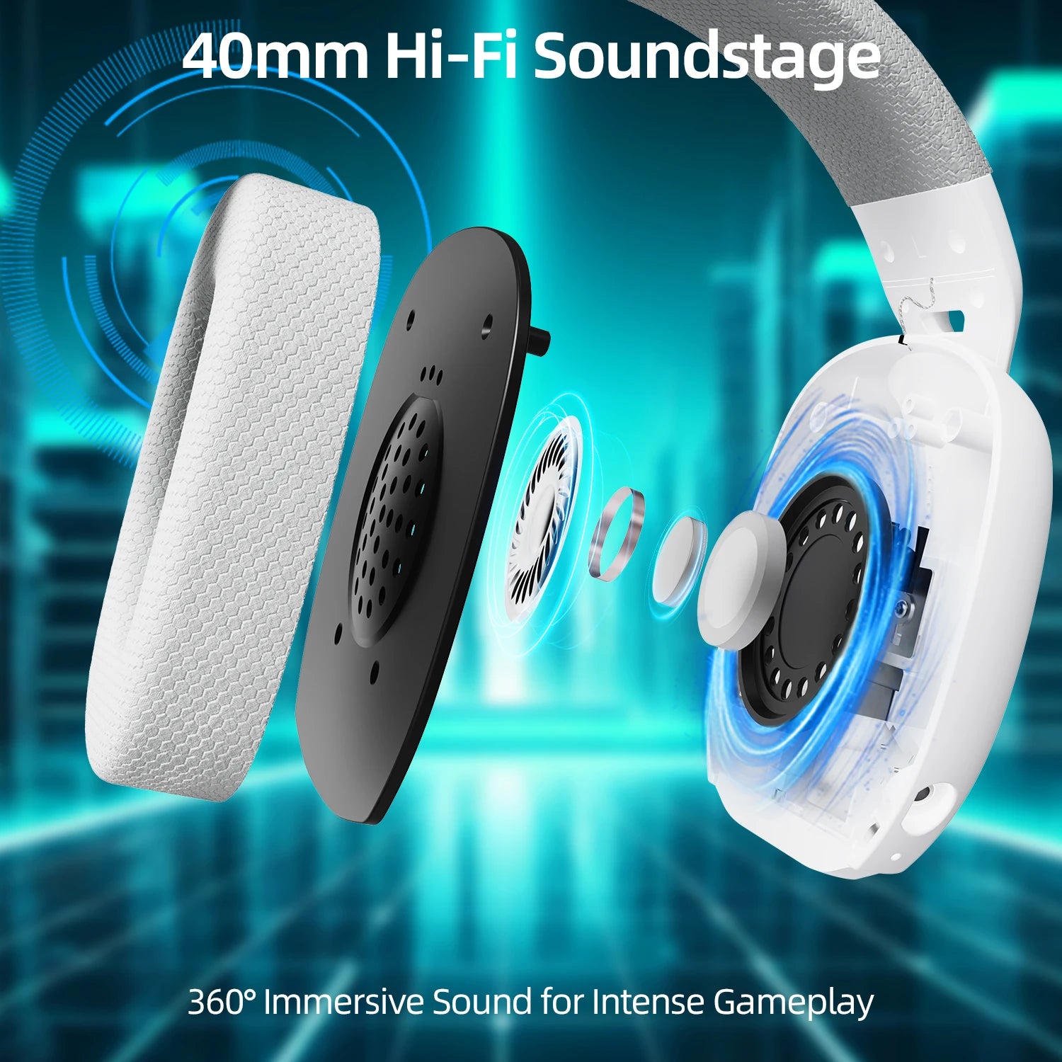 ATTACK SHARK L80PRO 3-IN-1 Gaming Headset can make more stable connection & low-latency,dual microphone design ,40mm