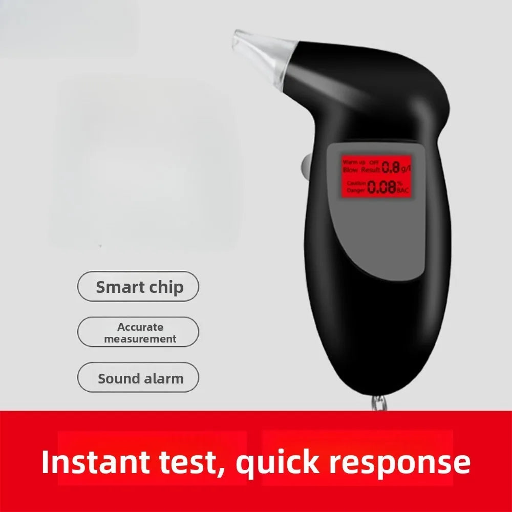 LCD Breath Alcohol Tester with 5 Mouthpieces Professional Digital Breathalyzer Alcohol Detector for Home Display Drunk Driving