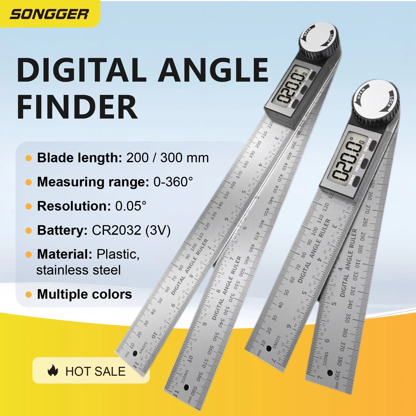 Digital Angle Finder LCD Digital Protractor 360 Degree Angle Gauge Electronic Inclinometer 7 Inch 200mm Precision Angle Tool