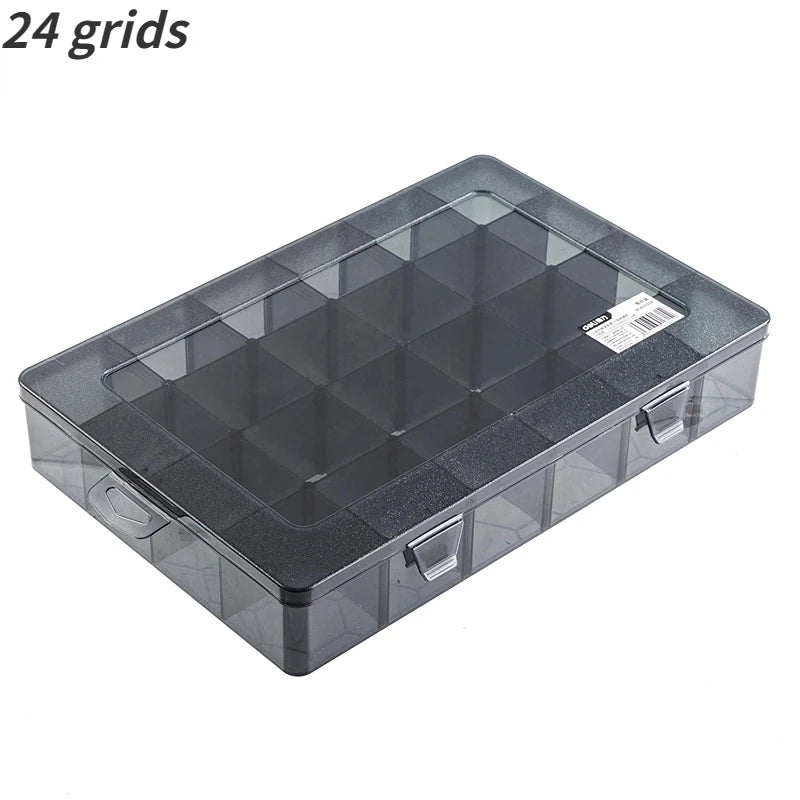 Deli 1 PCS Plastic Storage Boxes Slots Adjustable Packaging Transparent Tool Case Screw Craft Jewelry Accessories Organizer Box