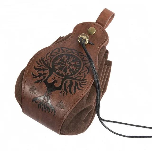Genuine Leather DND Dice Bag Tray - Cute Drawstring Pouch RPG D&D Roleplaying Coin Purse Gift Ideas Medieval Knight Waist Pouch