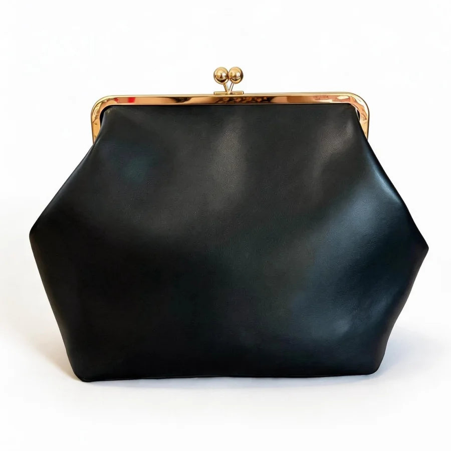 Fashion Large Kisslock Clip Shell Clutch Bag  Designer Women Handbags Luxury Soft Pu Leather Shoulder Bags Elegant Party Bag2026