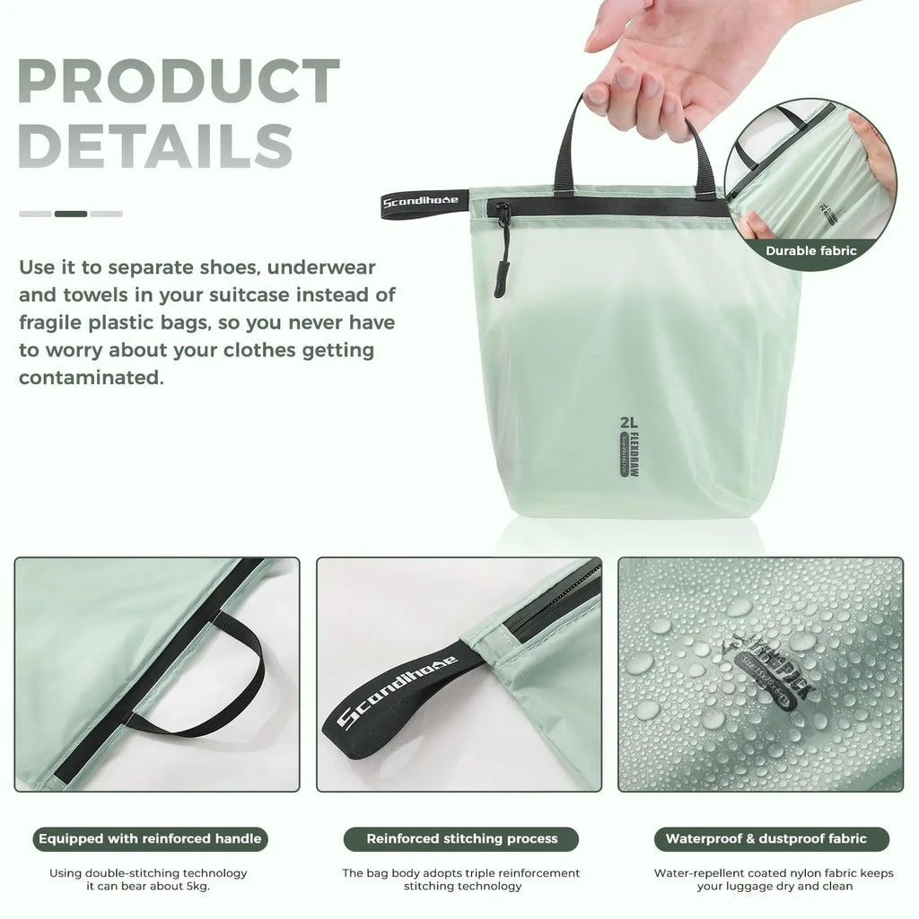 Waterproof Storage Pouch with Zipper Handle for Clothes Shoes Accessories Portable Organizer for Travel Sports Hiking