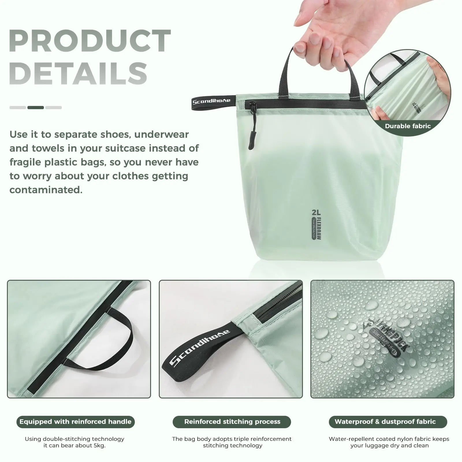 Waterproof Storage Pouch with Zipper Handle for Clothes Shoes Accessories Portable Organizer for Travel Sports Hiking