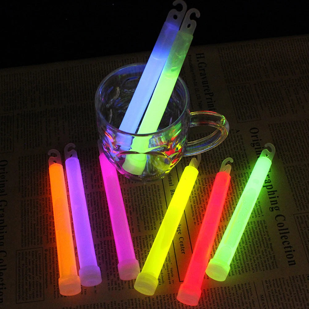 5pcs Concert Party Light Stick 6 Inch Outdoor Emergency Glow Sticks Waterproof with Hook Hiking Camping Equipment