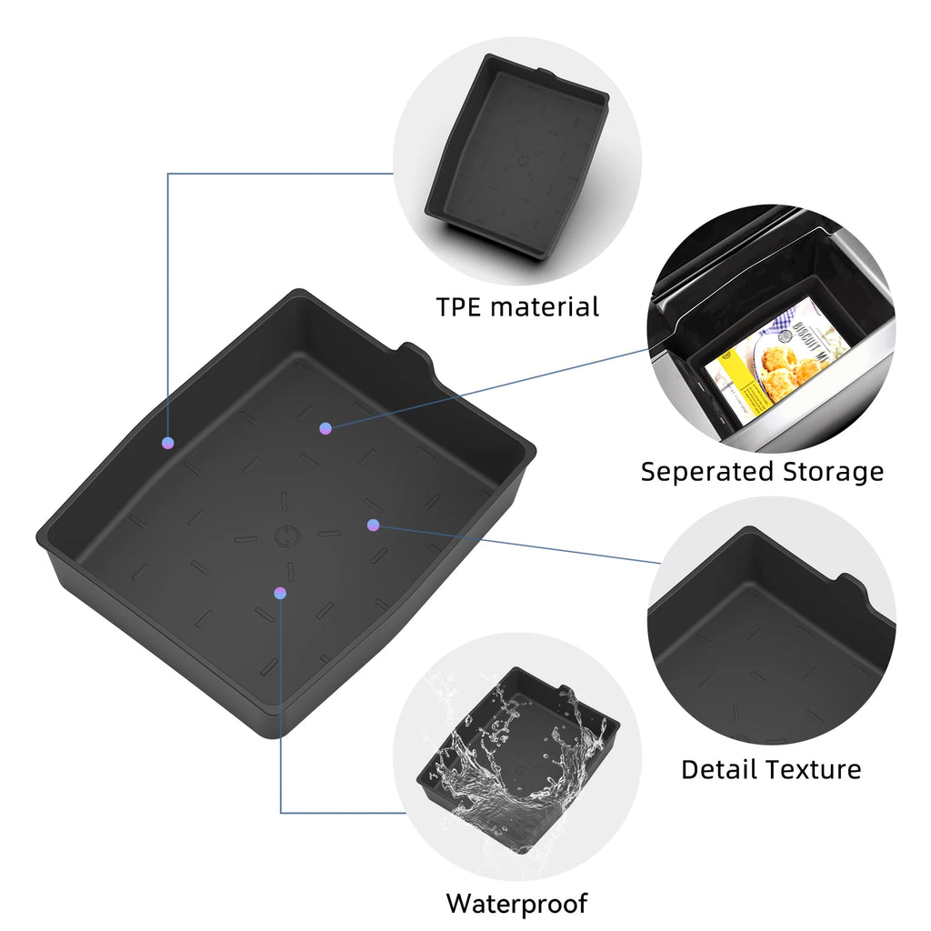Smabee for Mazda CX-5 CX5 2026 Car Center Armrest Lower Storage Box TPE Tray Organizers Accessories Tidying Black