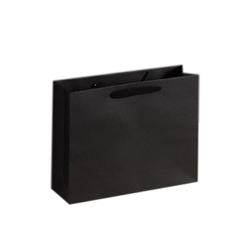 10pcs Black Vertical Paper Gift Bags Suitable for Party Gifts, Perfect for Wedding Guests, Supports Custom Logo
