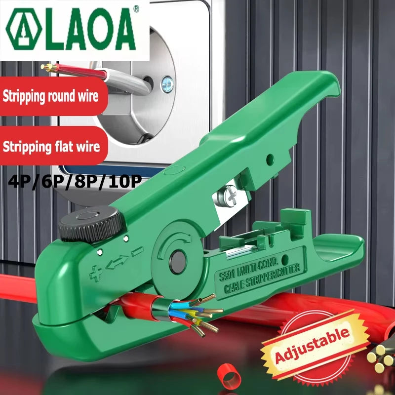 LAOA Multifunctional Adjustable  Network Stripper Tool Wire Stripper 3.2-9.5mm  Wire Cable Cutter Tools