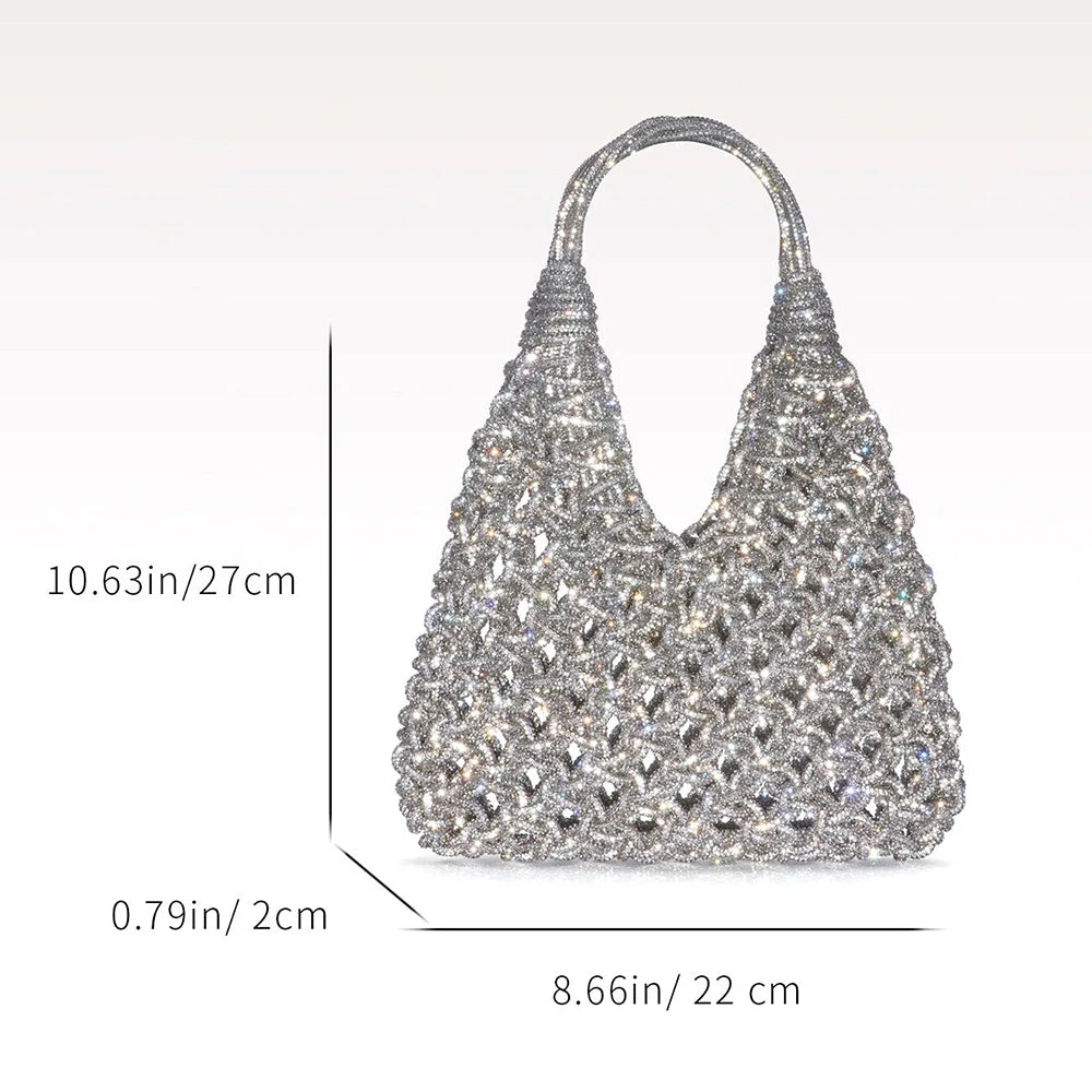 Glitter Shiny Diamond Clutch Purse Women Handbag Luxury Handmade Circular Bag Wedding Party Banquet Bag Fashion Evening Bag