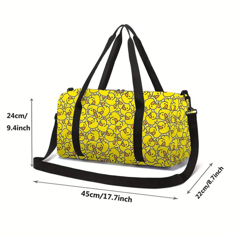 Large Travel Bag Yellow Duck Pattern Multi-Functional Duffle Tote Bag Handbags Waterproof Gym Bags for Boys/Girls Fitness Bag