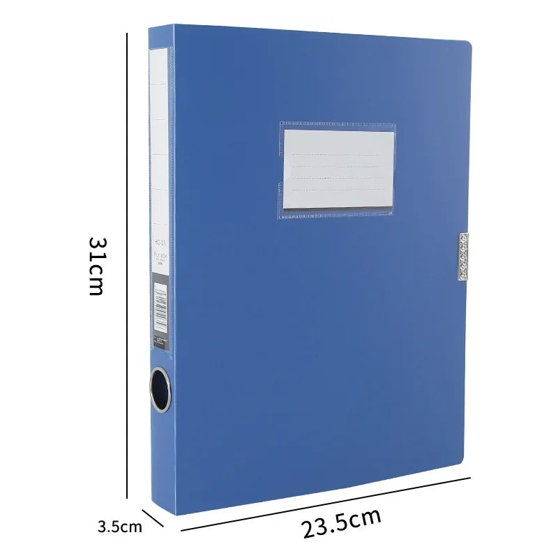 A4 Storage File Box Plastic Archives Case with Lid 3in Thick Folded Folder Organizer Document Storage Box Blue 1 Pack (75mm)