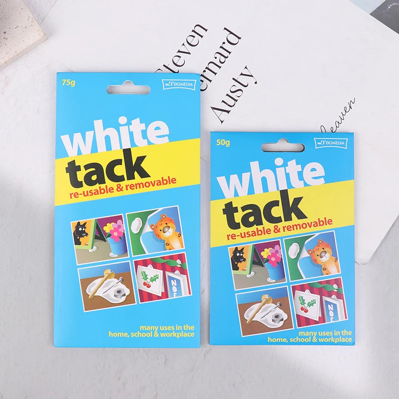 50/75G White Tack Reusable Adhesive Putty Sticky Tack Non-Toxic Removable Wall Safe Tack Putty for Poster Photo Frames Party