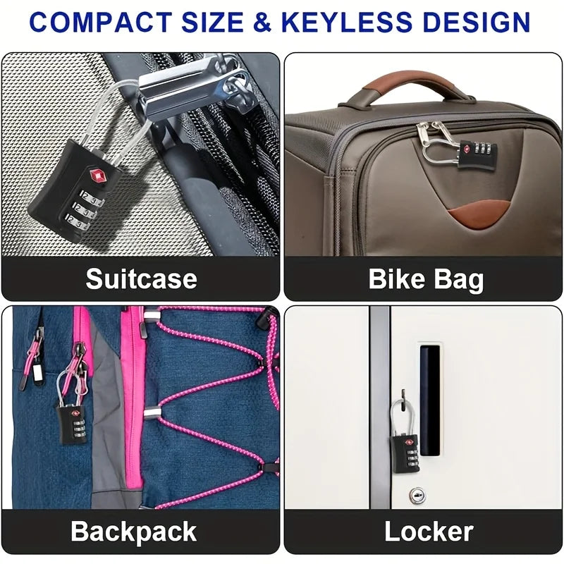 3 Digit Padlock TSA Customs Code Lock for Travel Luggage Password Changeable Password
