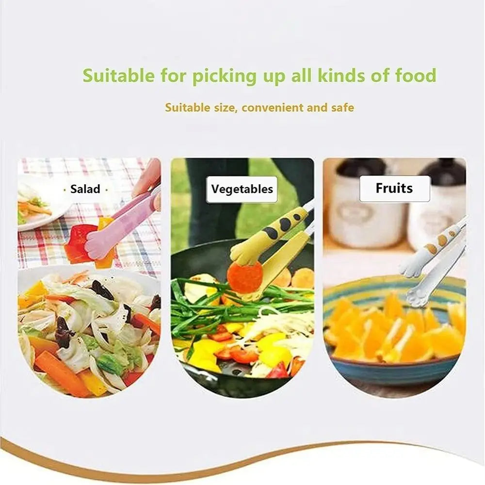 Cartoon Cat Paw Shape Food Tongs Sandwich Baking Clip Kitchen Gadgets Meal Tongs Stainless Steel Barbecue Tongs
