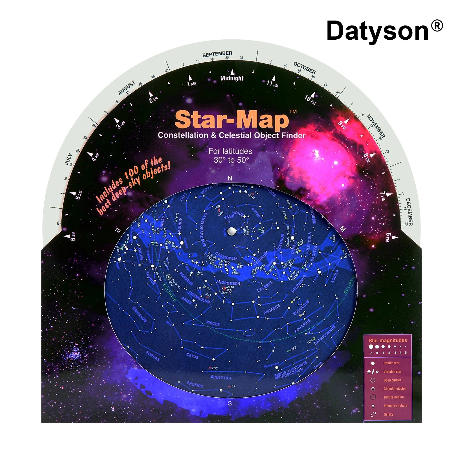 Datyson W5P0015A HD Rotating Constellation Night Sky Exploration Beginner's Star Watching Guide Activity Star Map