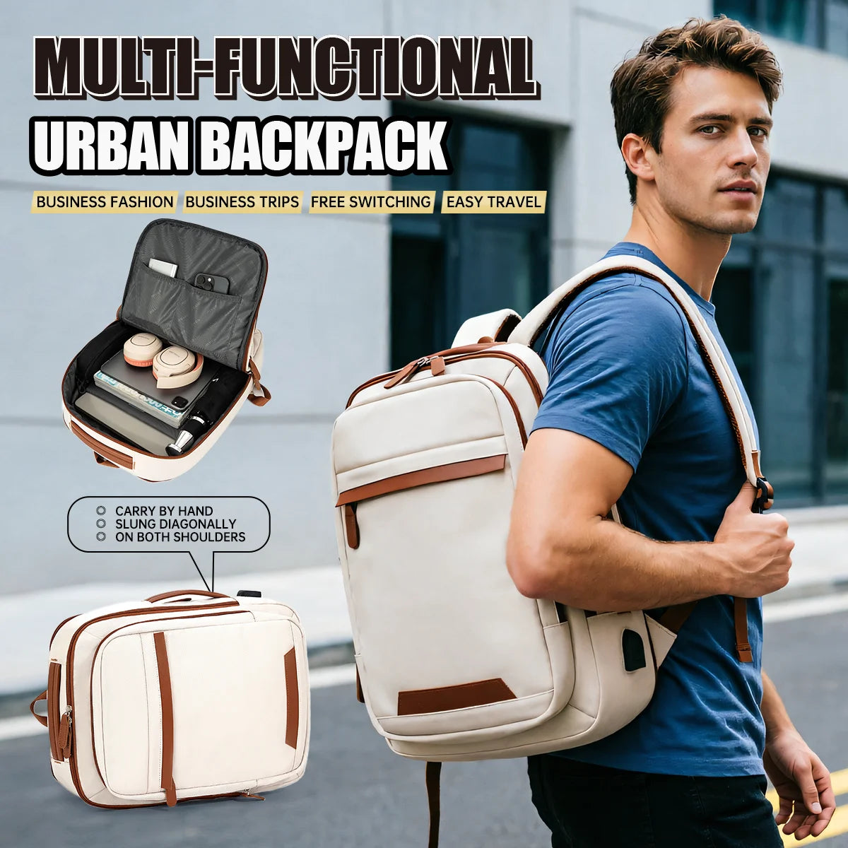 High-Quality USB Rechargeable Backpack Men's Waterproof Bag Large Laptop Backpack Unisex School Bag Youth Backpack