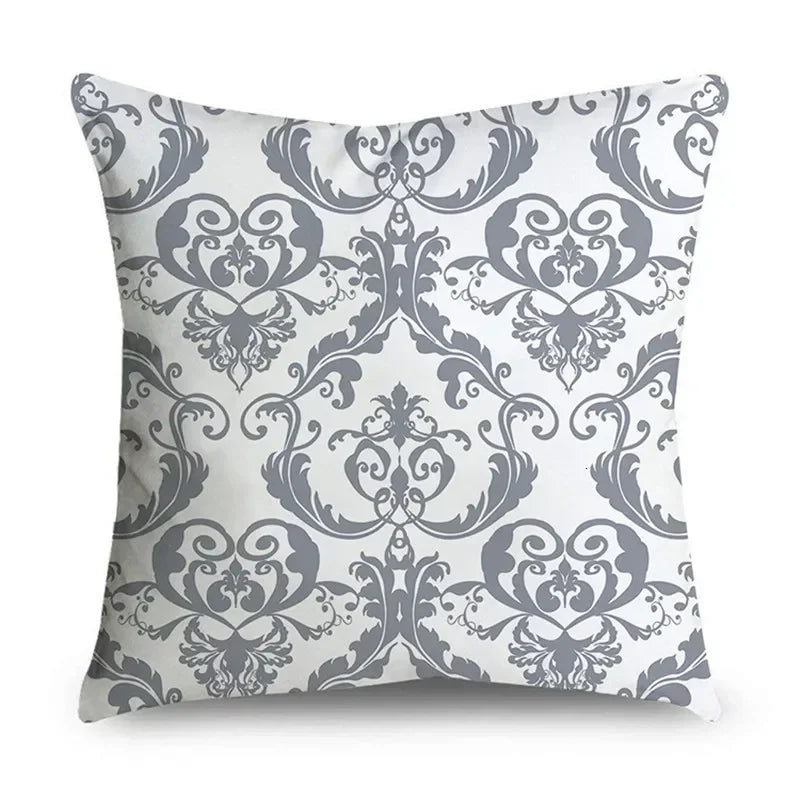Gray Striped Geometric Double-sided Printed pillow cover Short plush Suitable living rooms bedrooms sofas throw cushion cover