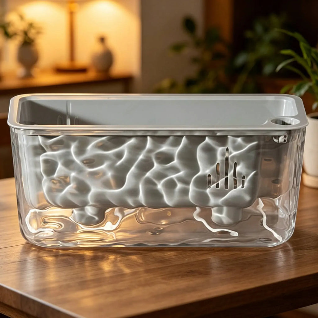 Automatic-Watering Planter Long-Lasting PET Material Transparent Plant Pot Rectangular Flower Pot Frosted Textured Design