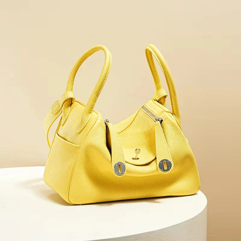 Women's Handbag 2026 New Style Top Layer Cowhide Leather Lundy Mini Doctor Bag Genuine Leather Handbag Single Shoulder Crossb