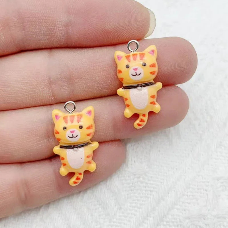 12pcs Cute Mini Cat Resin Pendant DIY Handmade Earrings Necklace Keychain Accessories