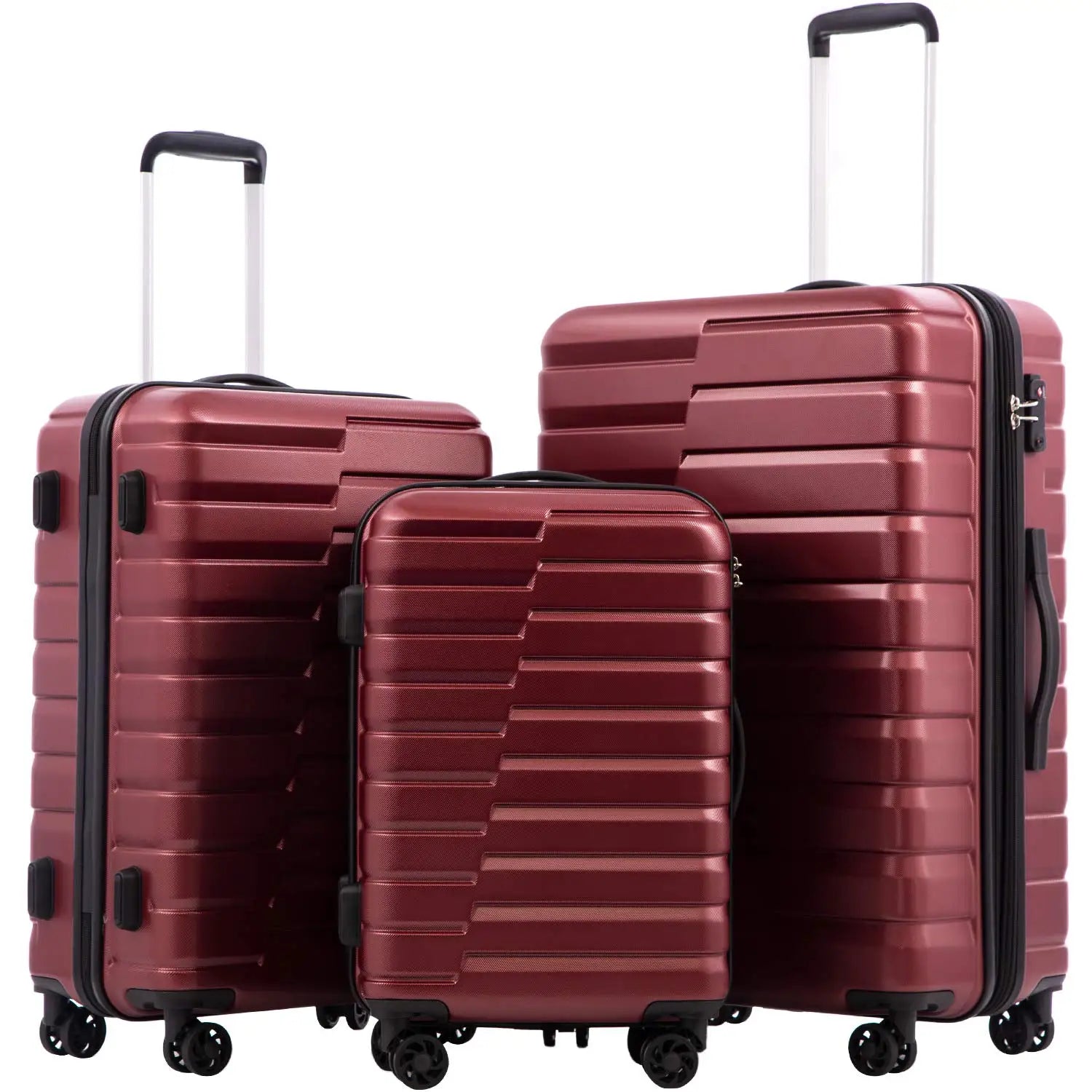 3 Piece Lightweight Expandable Hard Shell Luggage Set Large Checked Suitcase with Spinner Wheels, Customized