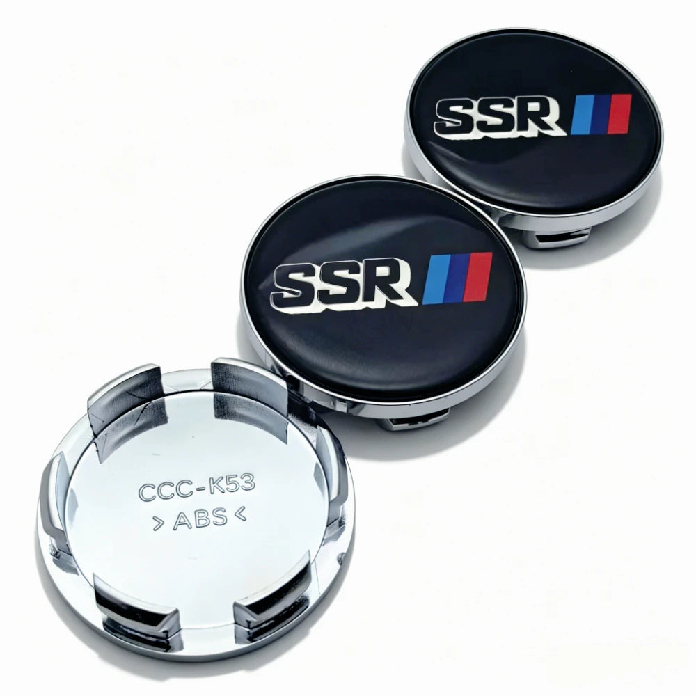 4pcs SSR Logo Badge Epoxy Resin Emblem Car Wheel Center Caps Hub Cap 53MM Clip 48MM Wheel Rim Hubcaps Dust Cover Car Accessories
