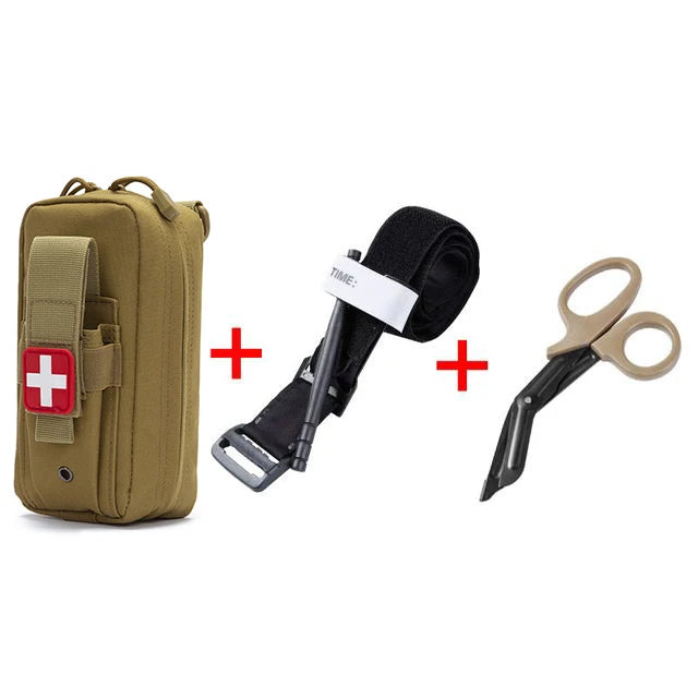 First Aid Kit Tourniquet Medical Rescue EDC Pouch Gauze Scissors Molle Survival Tool For  Camping Hiking