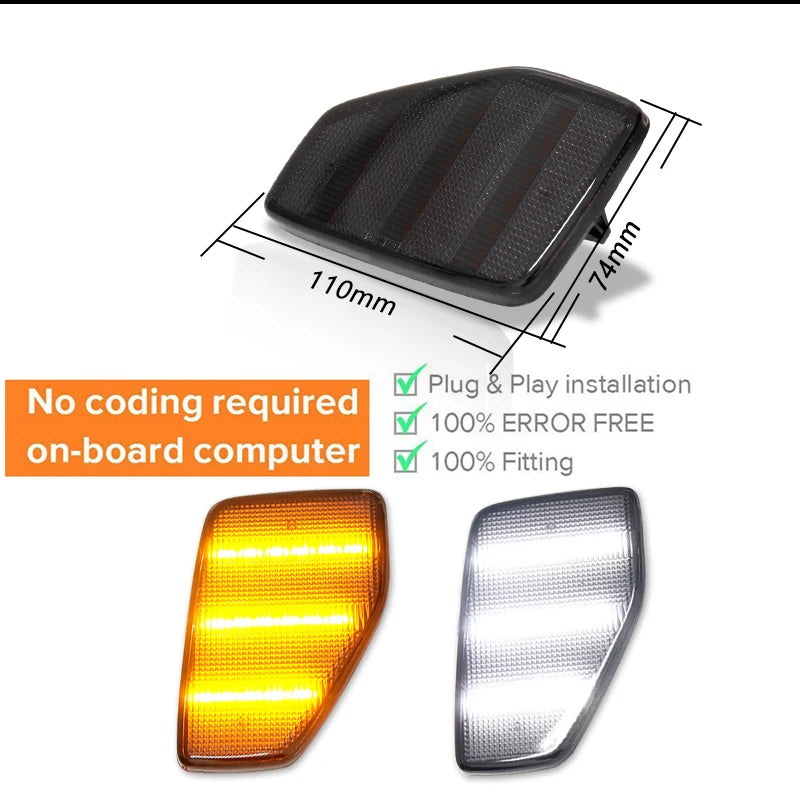 iJDM Car Amber Triple-Row LED Strip Front Fender Side Marker Lights Compatible With for Hummer H3 H3T Turn Signal Light 06-2010