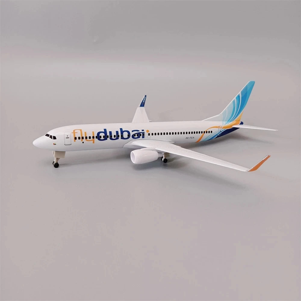 20cm Alloy Metal Airplane Model Air Fly Dubai Airlines B737 Diecast  Plane Model with Landing Gear Wheels Static Collectible