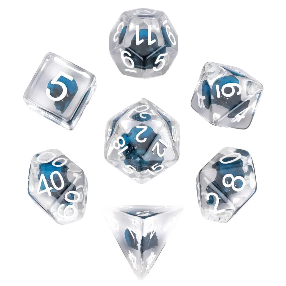 Cusdie 7 SKULL DND Dices Transparent D4 D6 D8 D10 D% D12 D20 Polyhedral Dice Set for D&D Pathfinder Role Playing Board Games