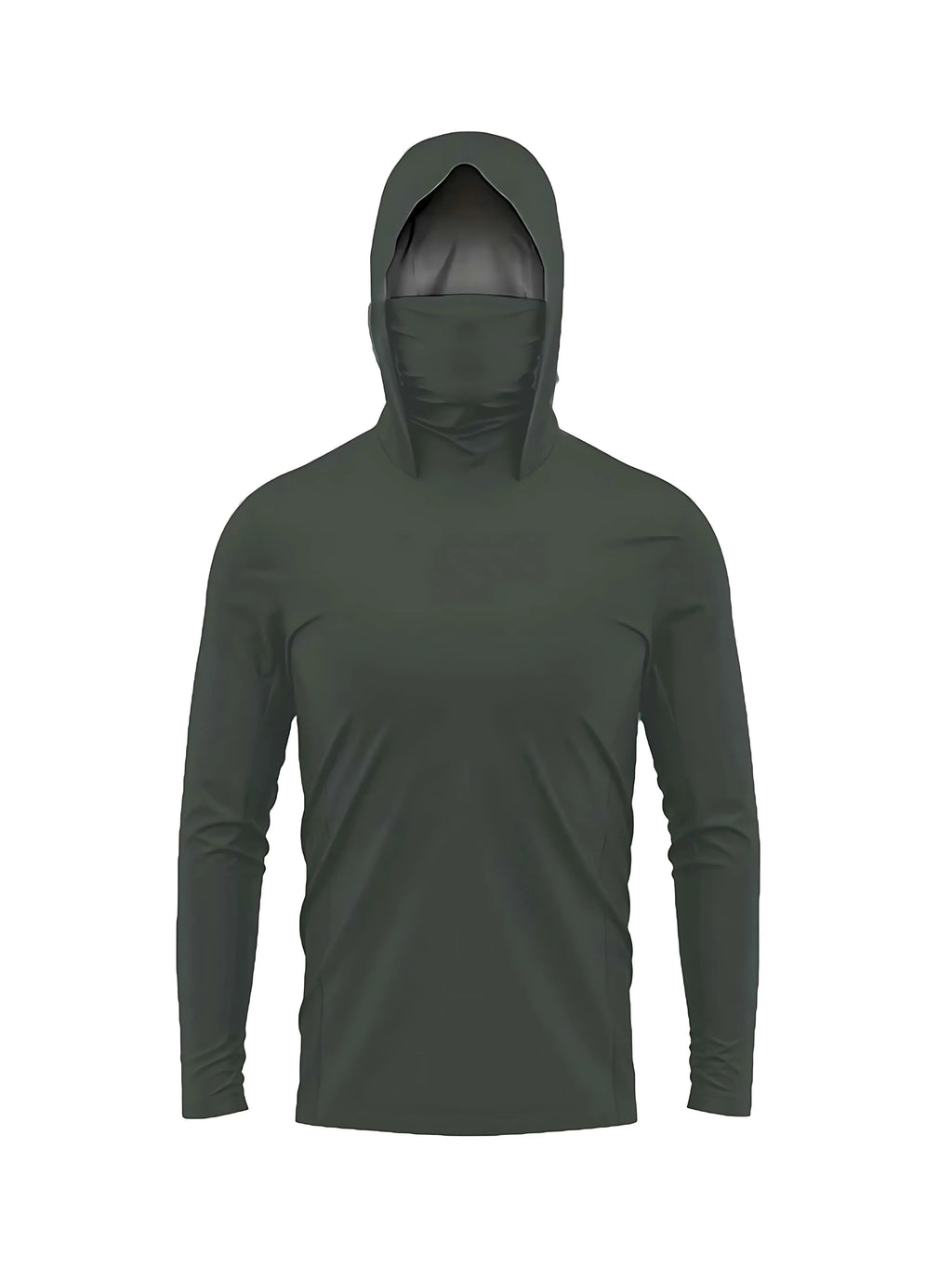 Men's long-sleeved T-shirt with sun protection hooded jacket protective mask one-piece outdoor long-sleeved cap shirt