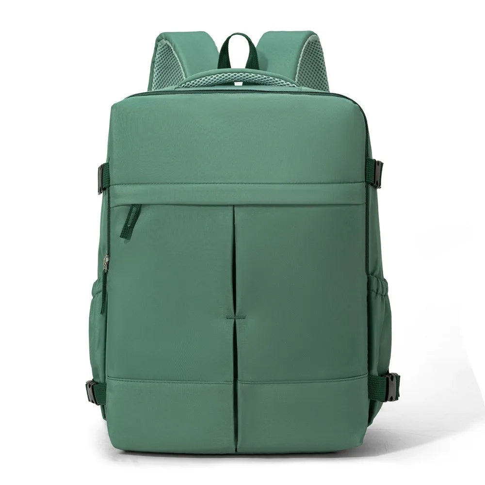 Large Capacity Travel Backpack Clamshell Opening Lightweight Daypack Side Compression Straps Separate Laptop Compartment