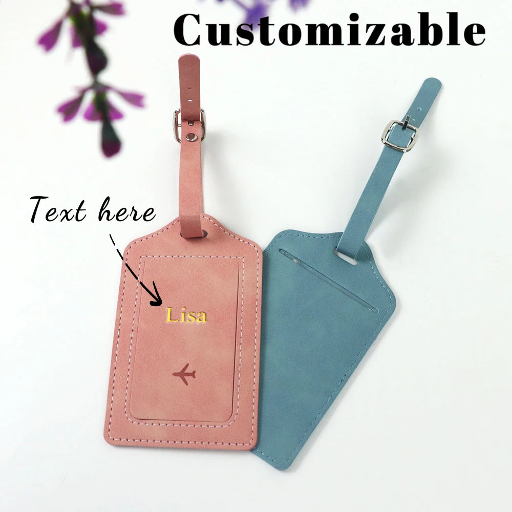 Customized Name PU Leather Name Tag Travel Anti-Loss Accessory Luggage Tag Leather Luggage Boarding Pass