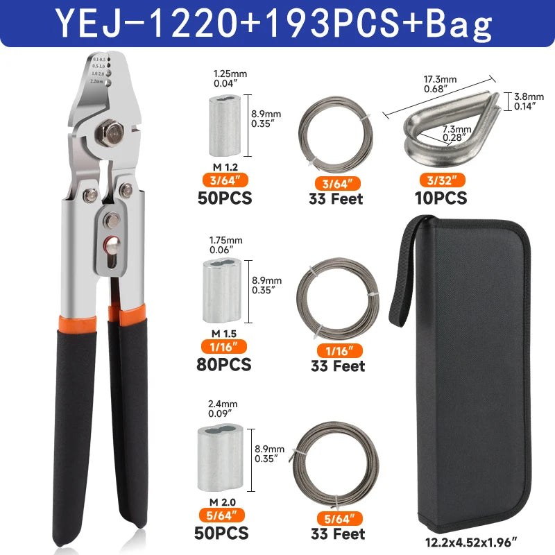 Wire Rope Crimping Tool - Swager and Crimper for Fishing Lines and Aluminum Crimping Loop Sleeves up to 2.2mm Pliers