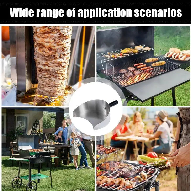 Handheld Meat Catcher BBQ Shovel Heat Resistant Grill Meat Plate Rotisserie Catcher Pan for Shawarma Machine Doner Kebab Grill