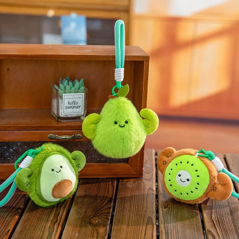 2026 New 12cm Cute Fruit Plush Keychain Avocado Banana Lemon Orange Kiwi Stuffed Doll Bag Pendant Car Hanging Charm Gift