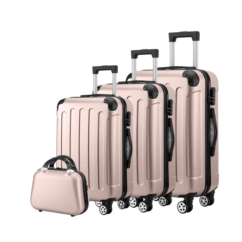 Wholesale new 4 in1 hardside luggage  valise de voyage 4 pcs  suit case bags trolley travel Abs Pc suitcase