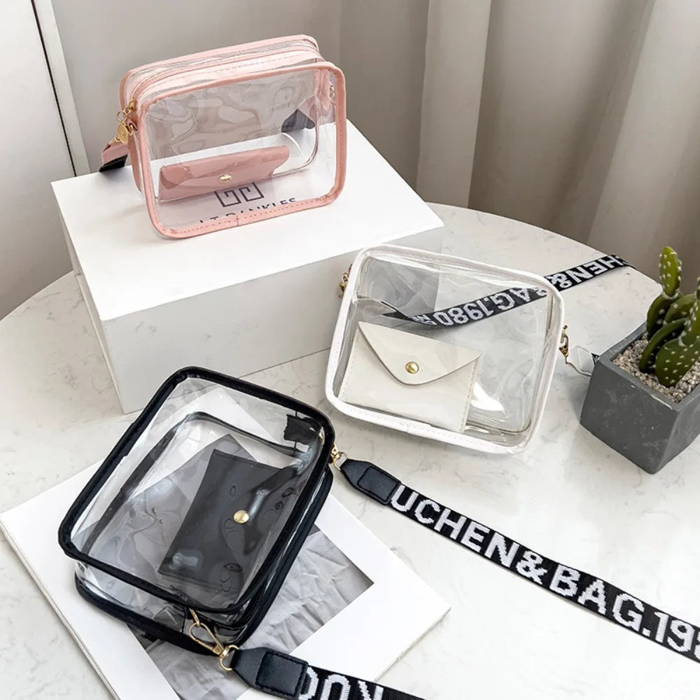 Fashion PVC Crossbody Bags Handbag with Small Phone Bags Transparent Jelly Bag Small Square Bag Women