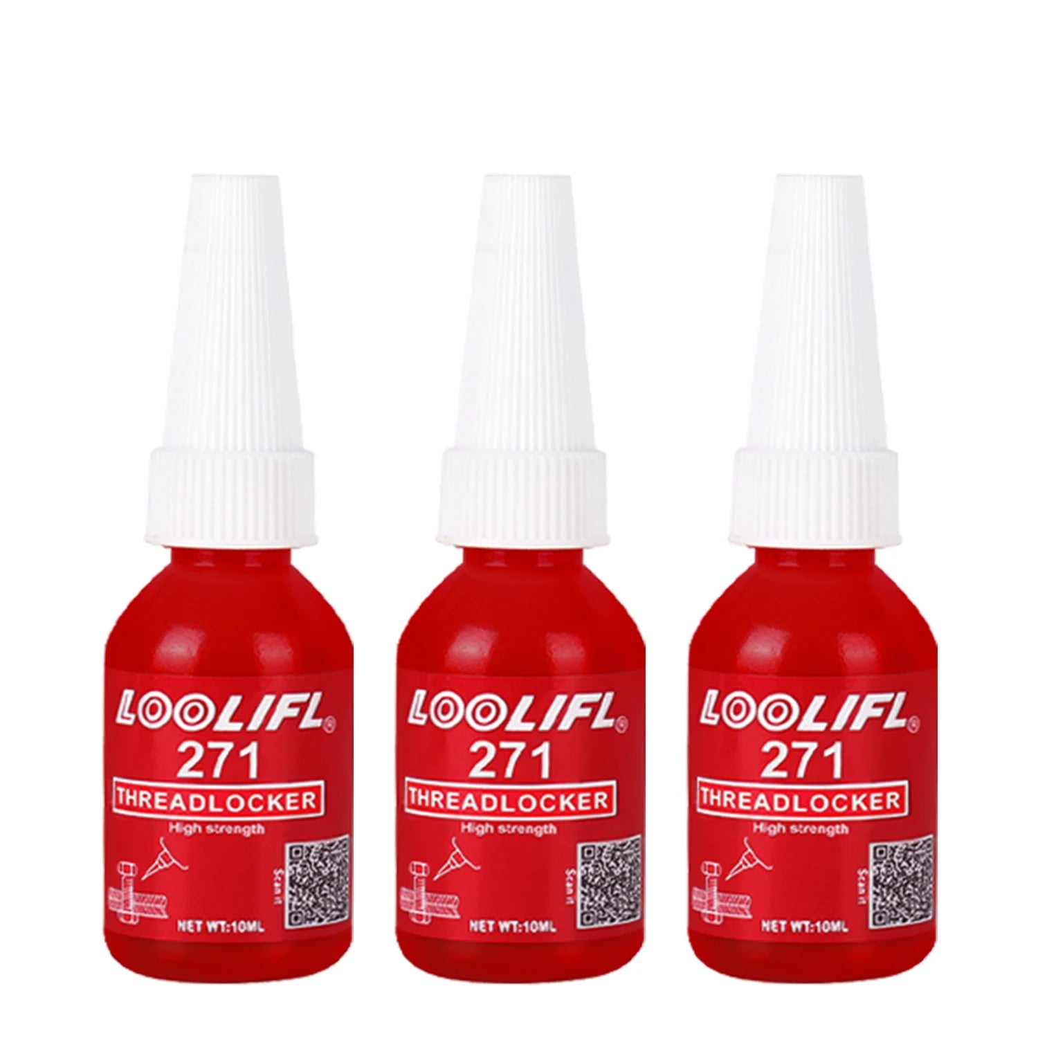 High Strength 271 Thread Locker Adhesive Anti Vibration Anti Impact Screw Lock Glue Heat Resistant Metal Bolt Nut Fastening 10ml