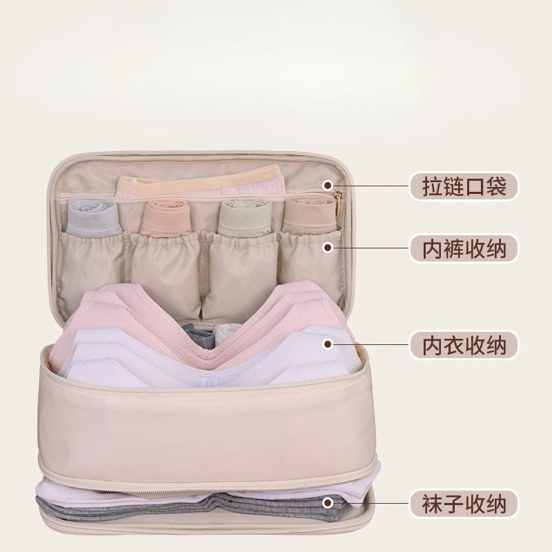 Travel Storage Bag Portable Underwear Pantyhose, Socks Organizing Bag, Double Layer Large Capacity Luggage Bag Travel Essentials
