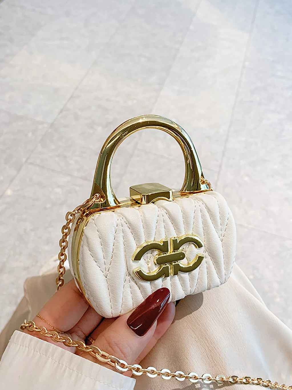 Exquisite and compact mini chain mouth red envelope, fashionable small fragrance style single shoulder diagonal cross bag