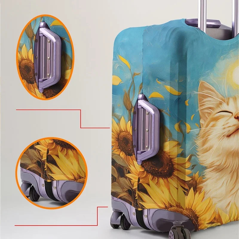 Cat pattern luggage protection cover, suitable for 18-32 inch luggage covers, luggage handle gloves, travel accessories