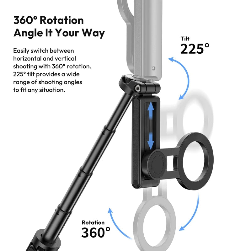 Ulanzi JJ03 Magnetic Phone Tripod Wireless Phone Grip Selfie Stick Desktop Tripod with Remote Control Photography Livestreaming