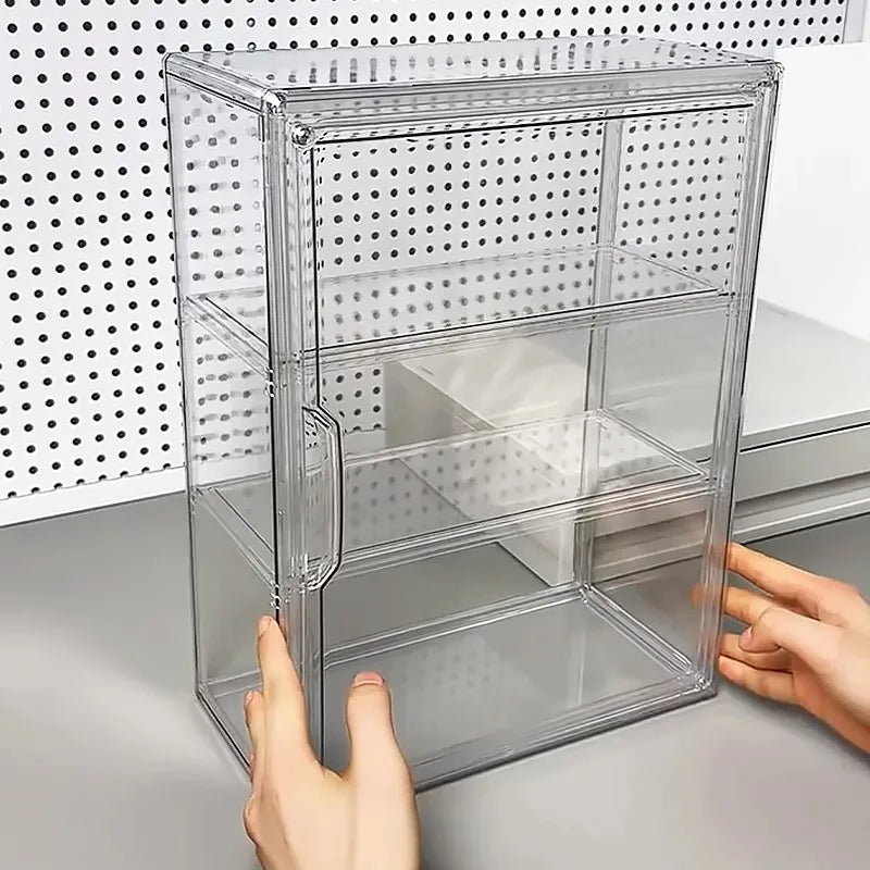 Acrylic Figures Desktop Storage Box Organizer Doll Storage Display Clear Plastic Dustproof Large Capacity Figure Display Cabinet
