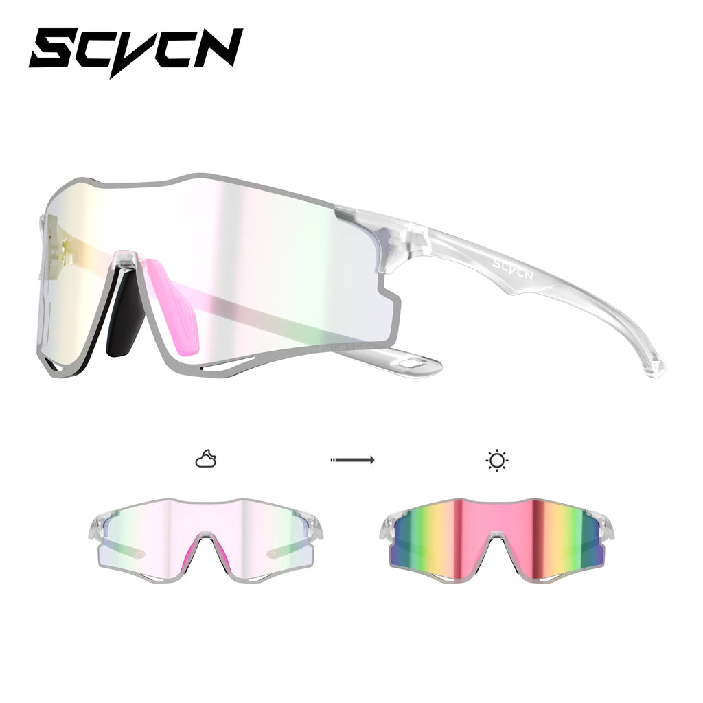 SCVCN Outdoor Photochromic Running Sunglasses Men Women Marathon Ultralight Glasses Sports Cycling Bicycle UV400 Hiking Eyewear